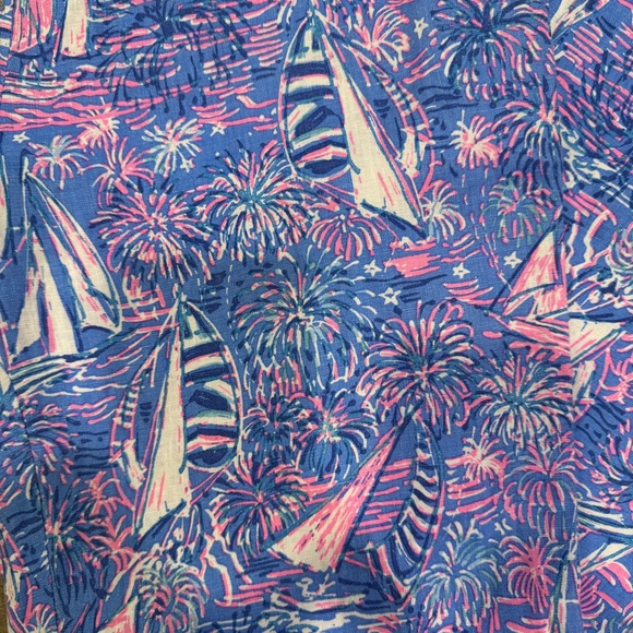 NWT Lilly Pulitzer Deri Linen Palazzo Pants, Boca Blue It's a Sailabration - Picture 7 of 8